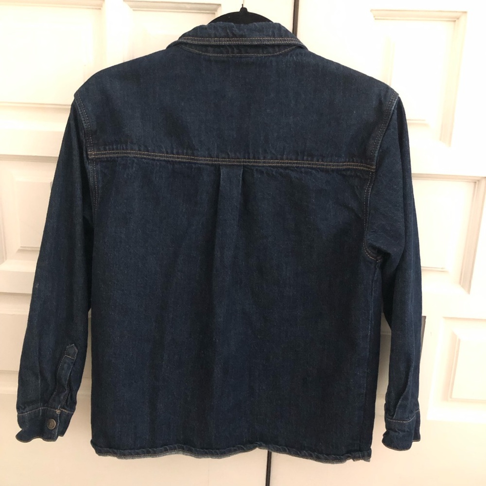 Zara Girls Jacket Dark Blue Denim Long Sleeve Button Trucker - Picture 4 of 4